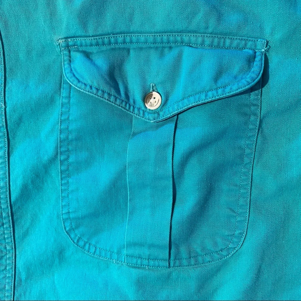 Mens Vintage Eddie Bauer Rufton Twill button down shirt in green teal size M - Picture 3 of 11